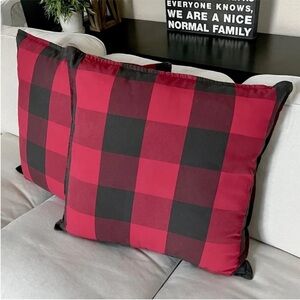 2 Pottery Barn BUFFALO PLAID Checked Red Black 24" Pillow Cover BRYCE Holiday